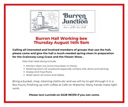 Burren Junction Working Bee at School of Arts Hall
